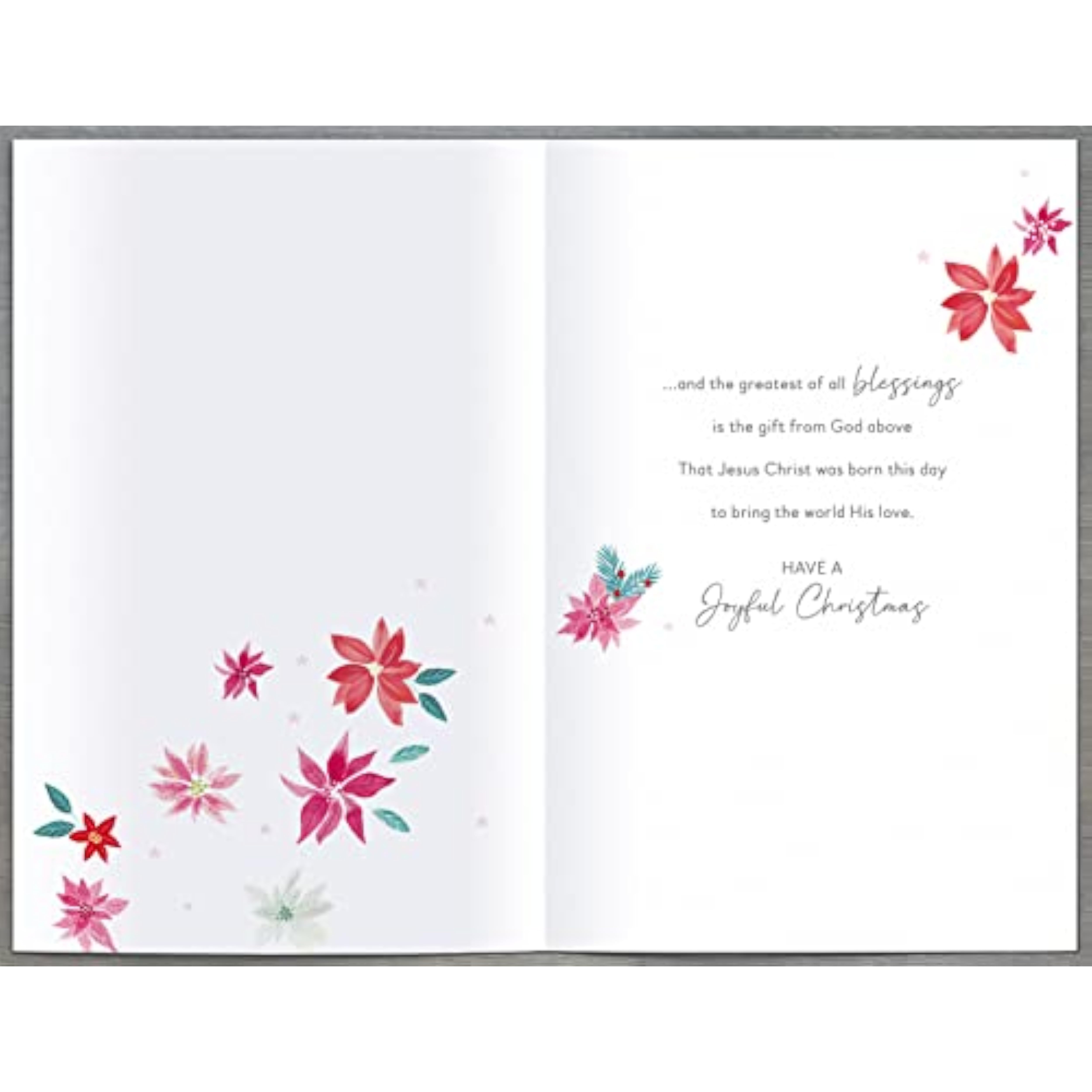 Elegant religious Christmas greeting card with festive design and blessings message, ideal for holiday greetings from UK Greetings.