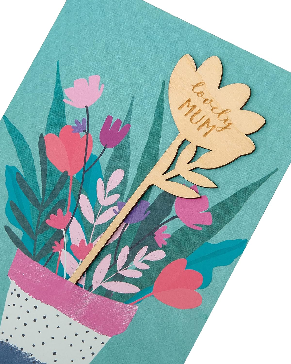 Bright floral Blooming Love Mother's Day greeting card with matching envelope by UK Greetings, featuring colorful flower illustrations.