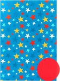Blue Stars wrapping paper with three sheets and two gift tags, UK Greetings greeting card for festive wrapping and gift decoration.