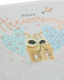 Boofle anniversary greeting card by UK Greetings featuring adorable design with copper foil detail and festive embellishments.