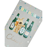 UK Greetings Boofle Beer Cheers Son-in-Law birthday greeting card with colorful design and cheerful message.