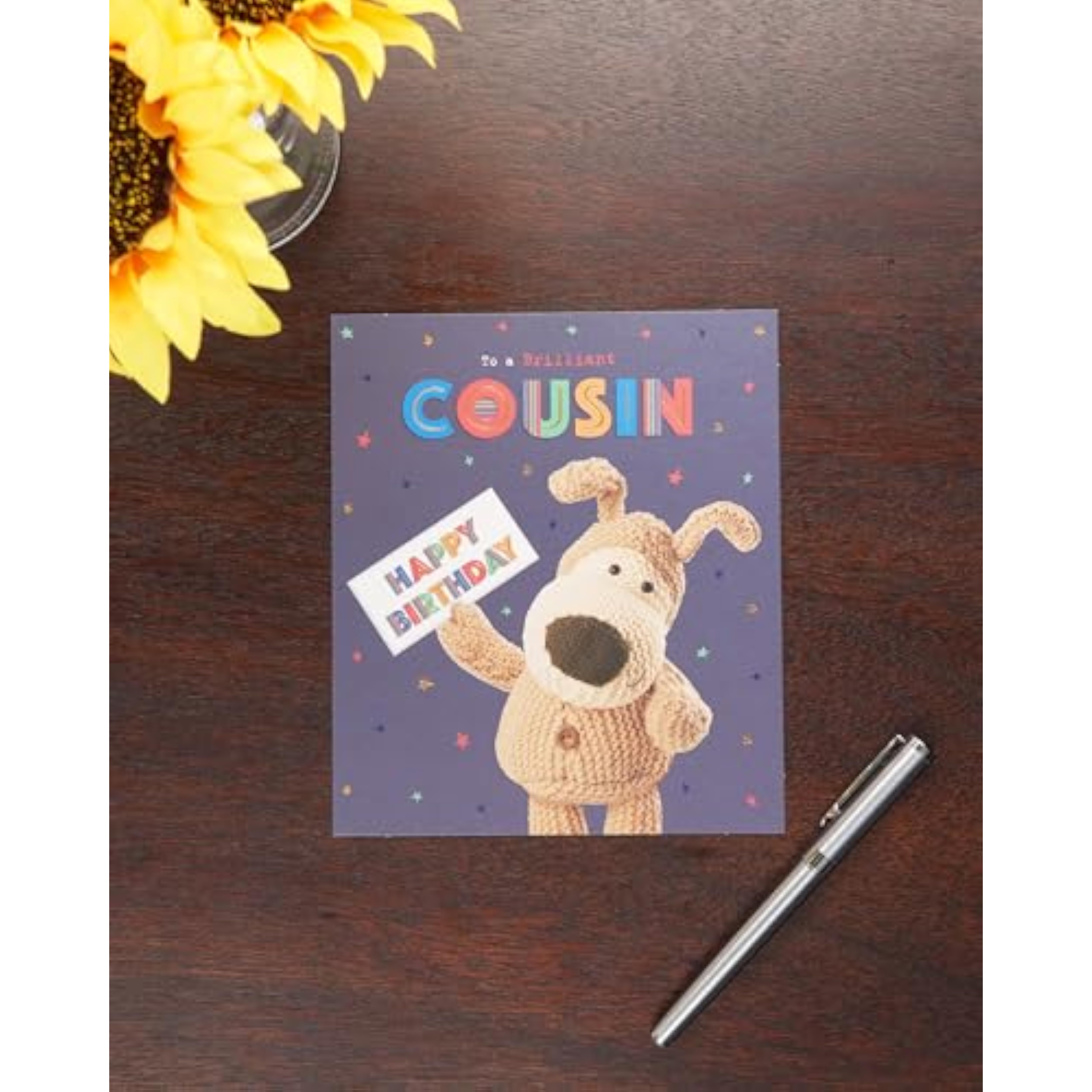 Cute Boofle birthday greeting card for cousin featuring a charming design from UK Greetings.