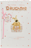 Cute Boofle birthday greeting card for daughter with envelope, featuring a charming design and a big present illustration.