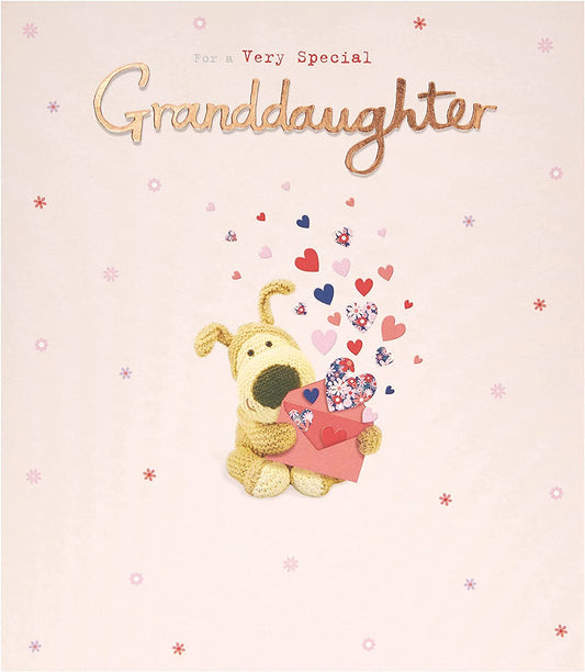 Colorful Boofle birthday greeting card for granddaughter featuring adorable design, from UK Greetings, perfect for celebrating her special day.