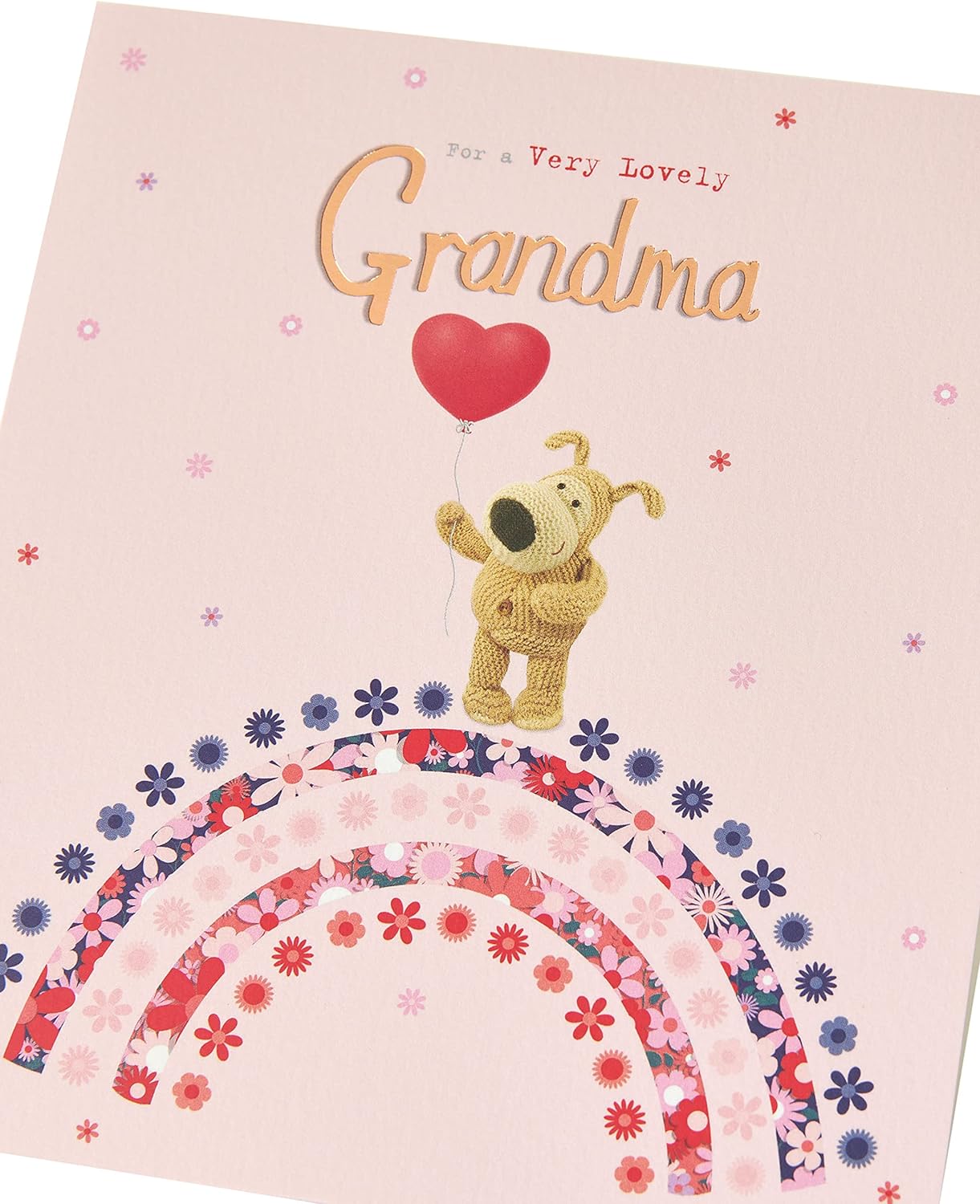 Boofle birthday greeting card for grandma with colorful balloon design and envelope, UK Greetings, multi-color, cheerful and sweet.