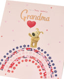 Boofle birthday greeting card for grandma with colorful balloon design and envelope, UK Greetings, multi-color, cheerful and sweet.