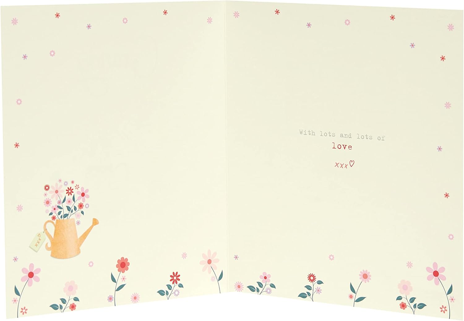 Cute Boofle birthday greeting card for granny with floral watering design and matching envelope by UK Greetings.