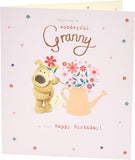 Cute Boofle birthday greeting card for granny with envelope, featuring a watering flowers design by UK Greetings.