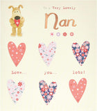Cute Boofle birthday greeting card for Nan by UK Greetings, featuring a charming design holding a heart with envelope