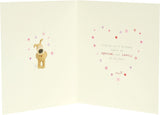 Cute Boofle birthday greeting card for niece with a big flower balloon design and envelope, UK Greetings, 159mm x 184mm.