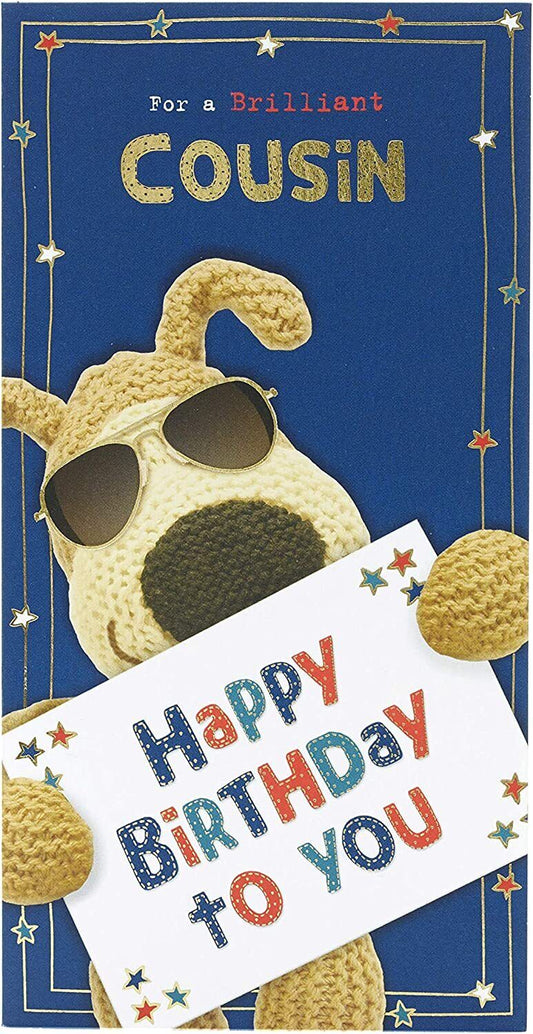 Boofle Brilliant Cousin Boy birthday greeting card featuring colorful illustrations and cheerful design from UK Greetings.