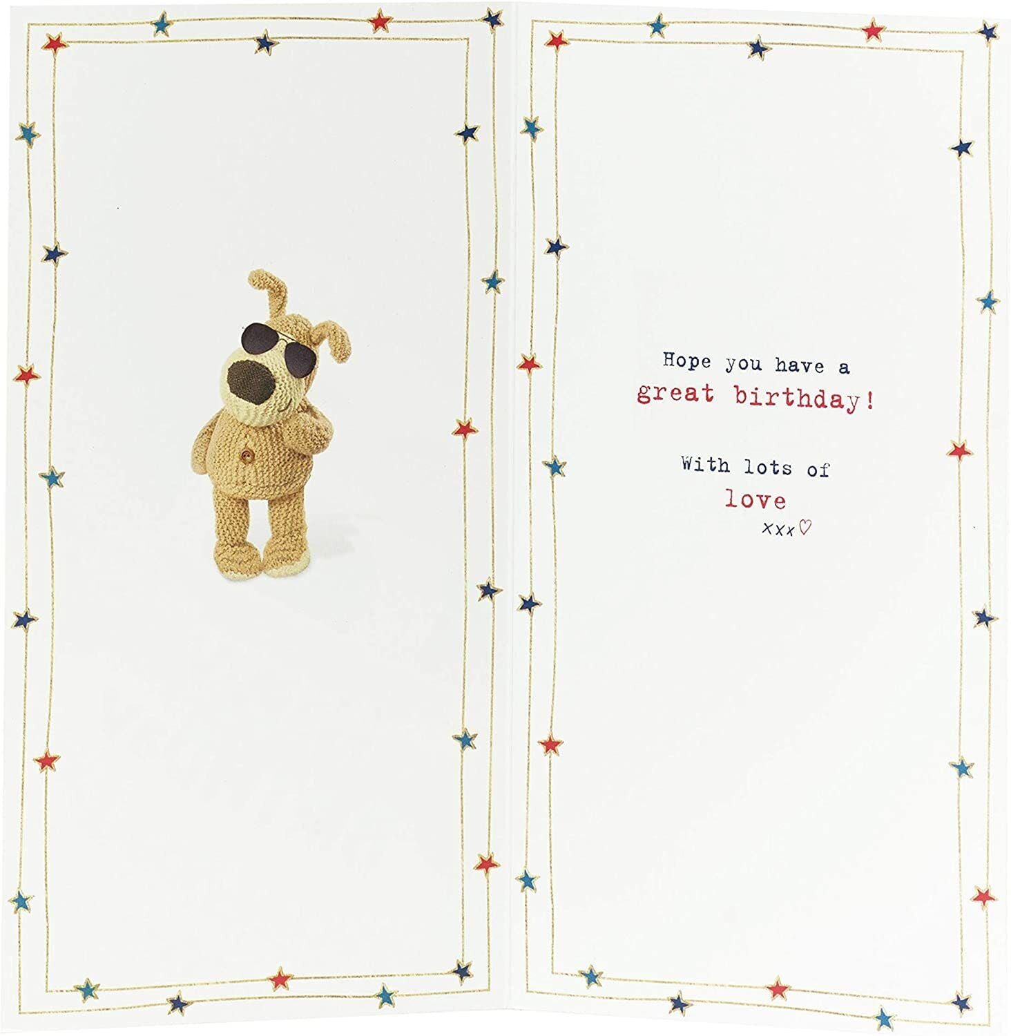 Boofle Brilliant Cousin Boy birthday greeting card from UK Greetings featuring colorful cartoon character and festive design.
