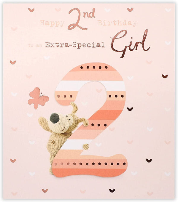 Colorful Boofle Butterfly 2nd birthday greeting card with cute butterfly design from UK Greetings.