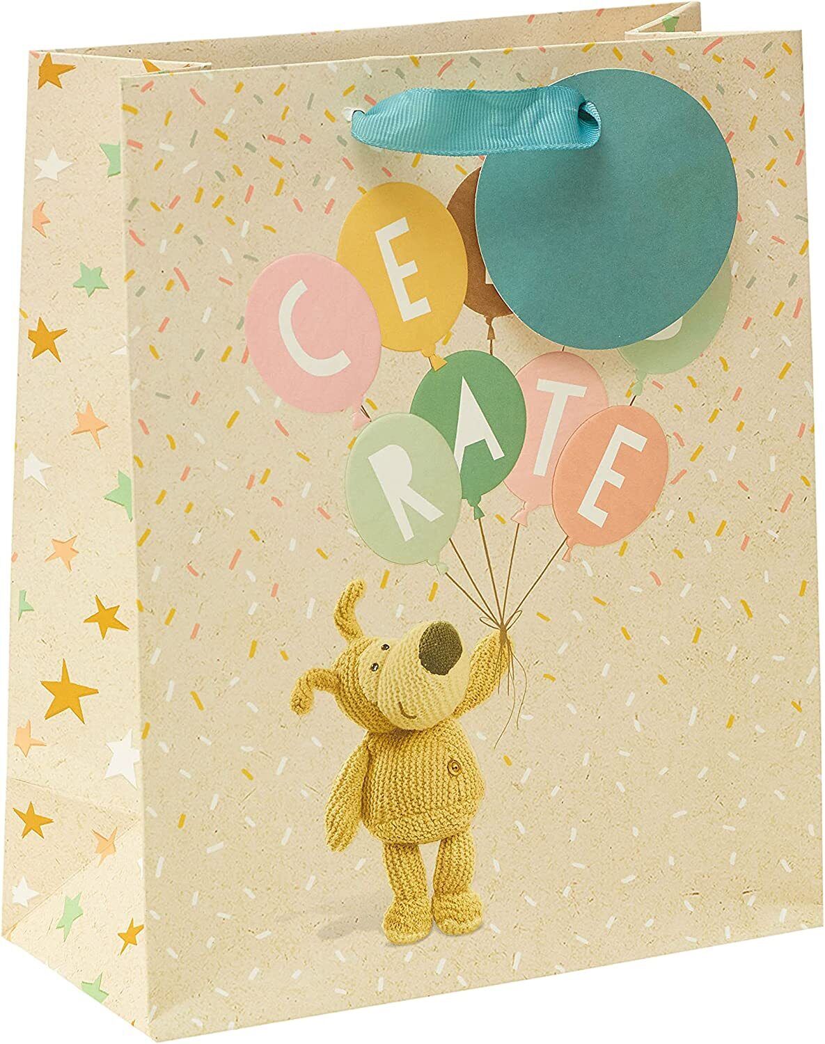 Medium Boofle Celebrate gift bag featuring colorful floral designs, perfect for greeting card presentations.