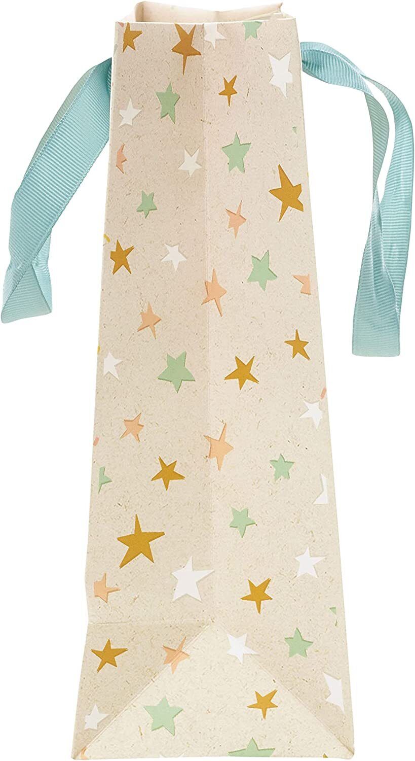 Medium gift bag featuring Boofle Celebrate greeting card design by UK Greetings, with colorful floral and cheerful illustrations.