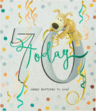 Boofle celebrating 70th birthday greeting card by UK Greetings featuring colorful design and cheerful illustration.