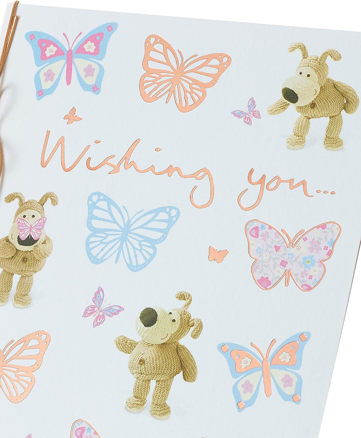 Colorful Boofle Butterfly birthday greeting card with vibrant butterfly illustrations, perfect for celebrating special occasions.
