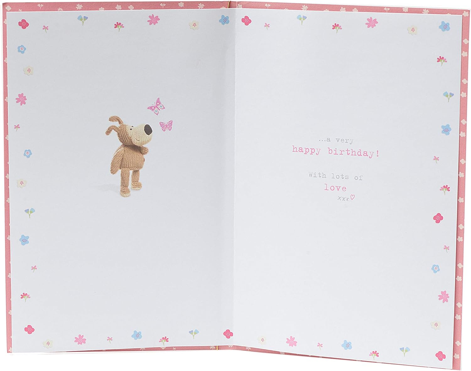 Colorful Boofle butterflies birthday greeting card with vibrant butterfly illustrations and cheerful design, UK Greetings.