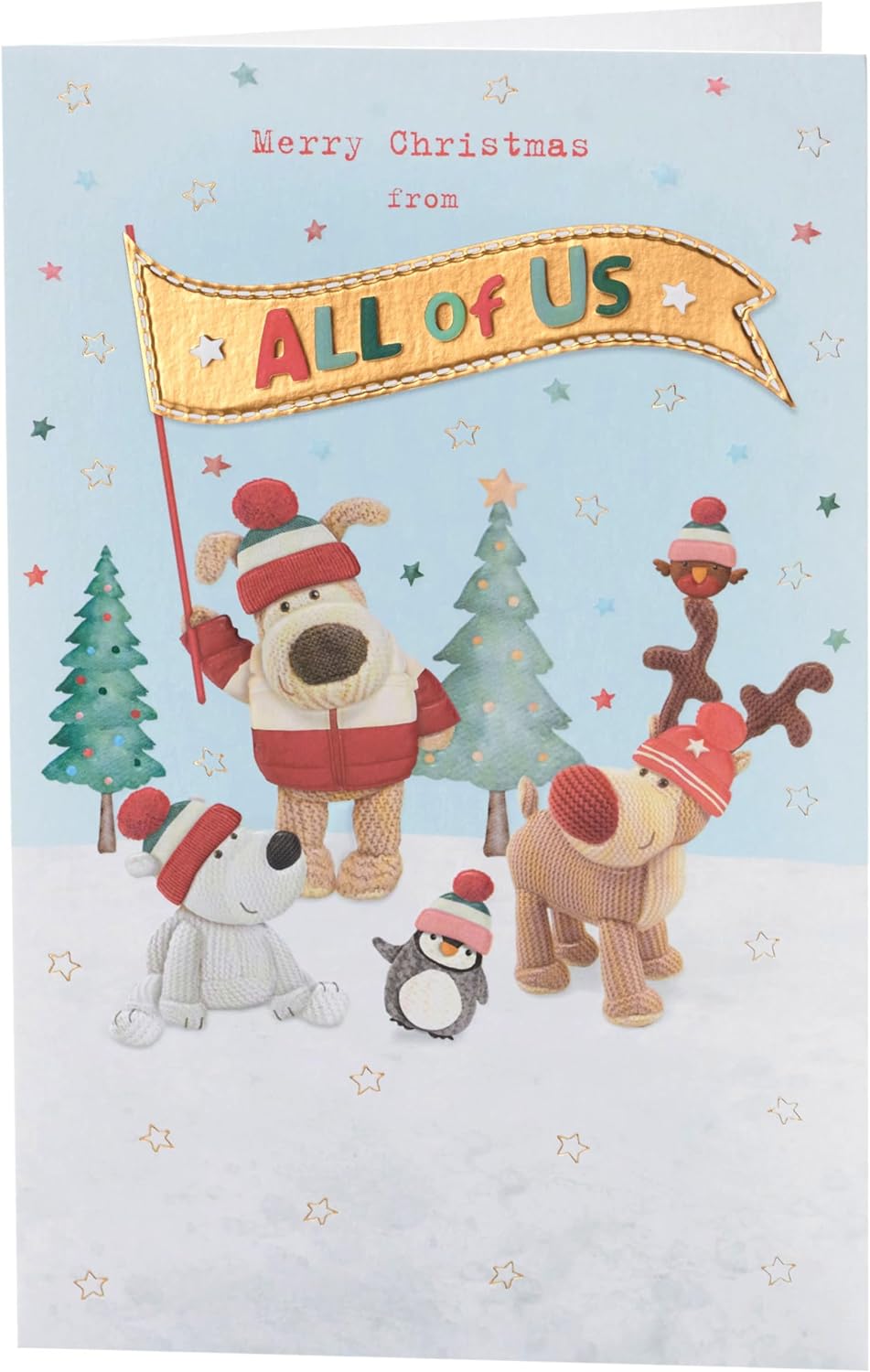 Boofle Christmas greeting card from UK Greetings featuring festive holiday design and cheerful holiday message.