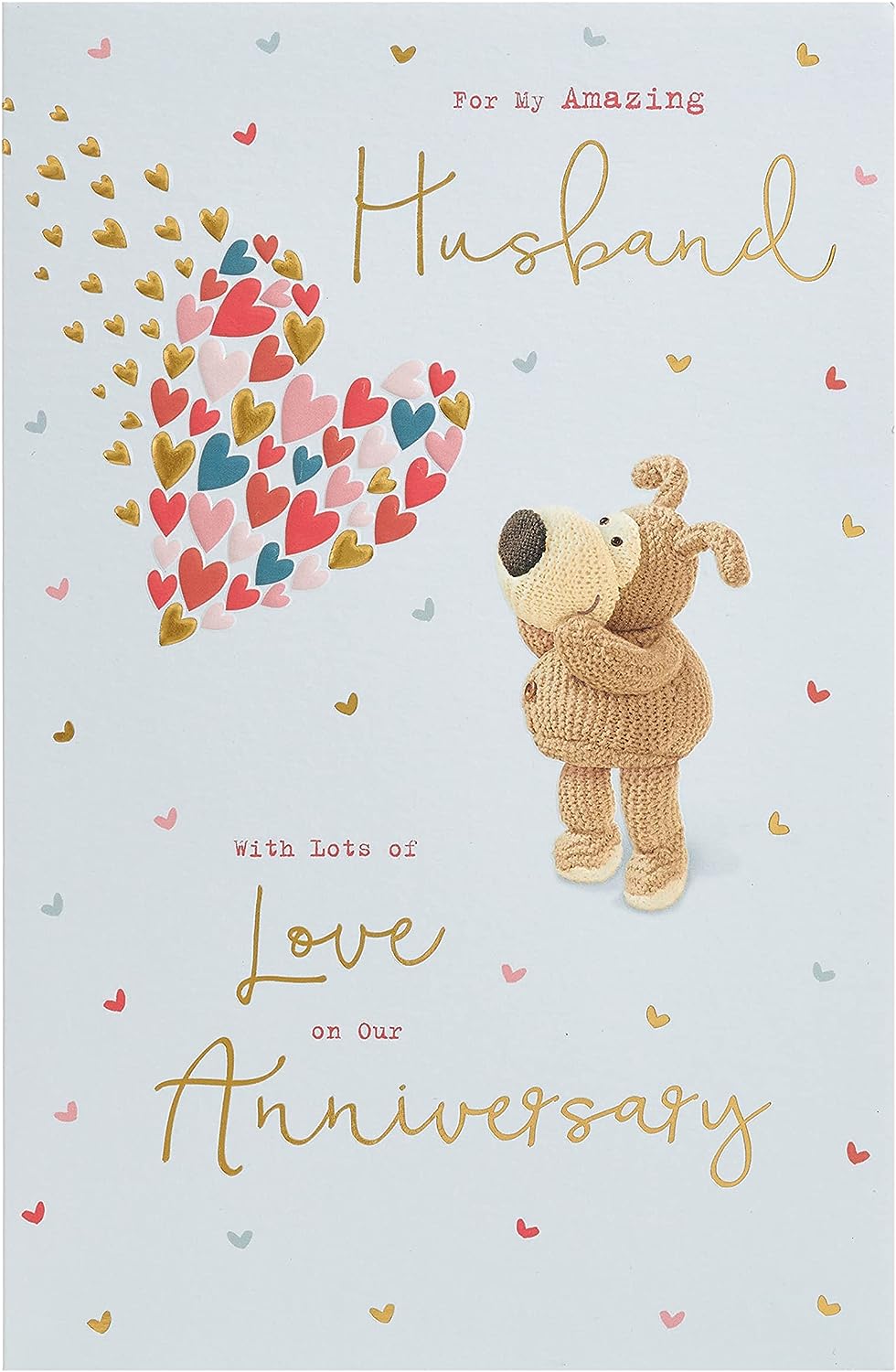 Cute Boofle husband anniversary greeting card with envelope from UK Greetings, featuring a charming design for special occasions.