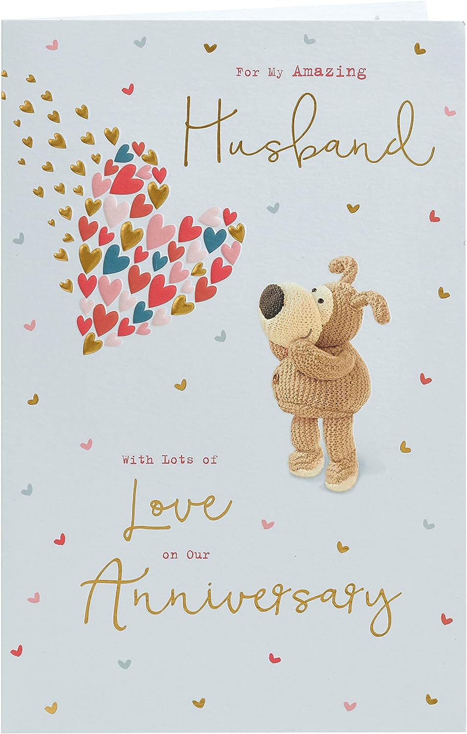 Cute Boofle husband anniversary greeting card with envelope, featuring a charming design from UK Greetings.
