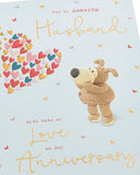 Cute Boofle husband anniversary greeting card with envelope, featuring a charming design by UK Greetings.