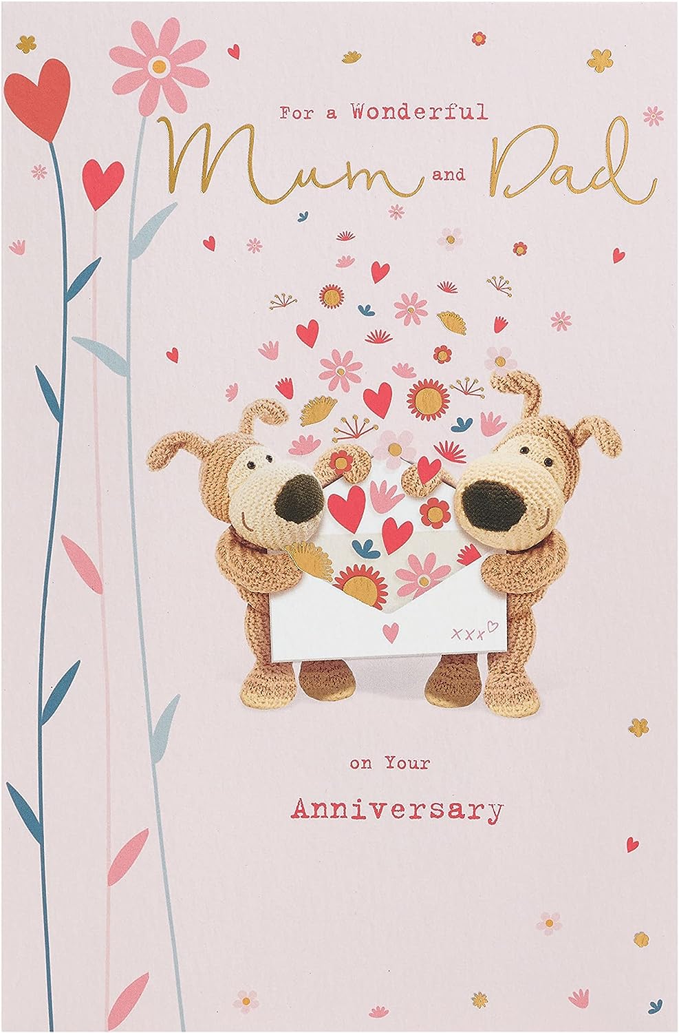 Boofle Mum & Dad anniversary greeting card by UK Greetings featuring a cute cartoon dog design and heartfelt message.