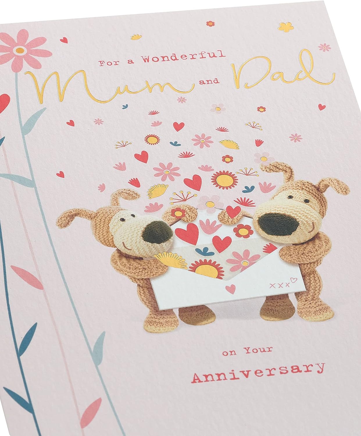 UK Greetings Boofle Mum & Dad Anniversary Card, a colorful greeting card with cute Boofle design for celebrating anniversaries.