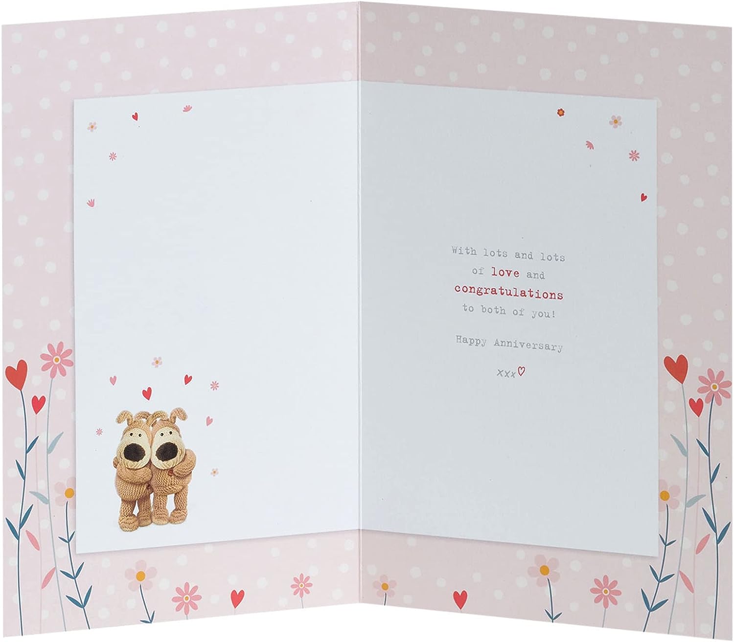 UK Greetings Boofle Mum & Dad anniversary greeting card featuring cute cartoon characters and floral design.