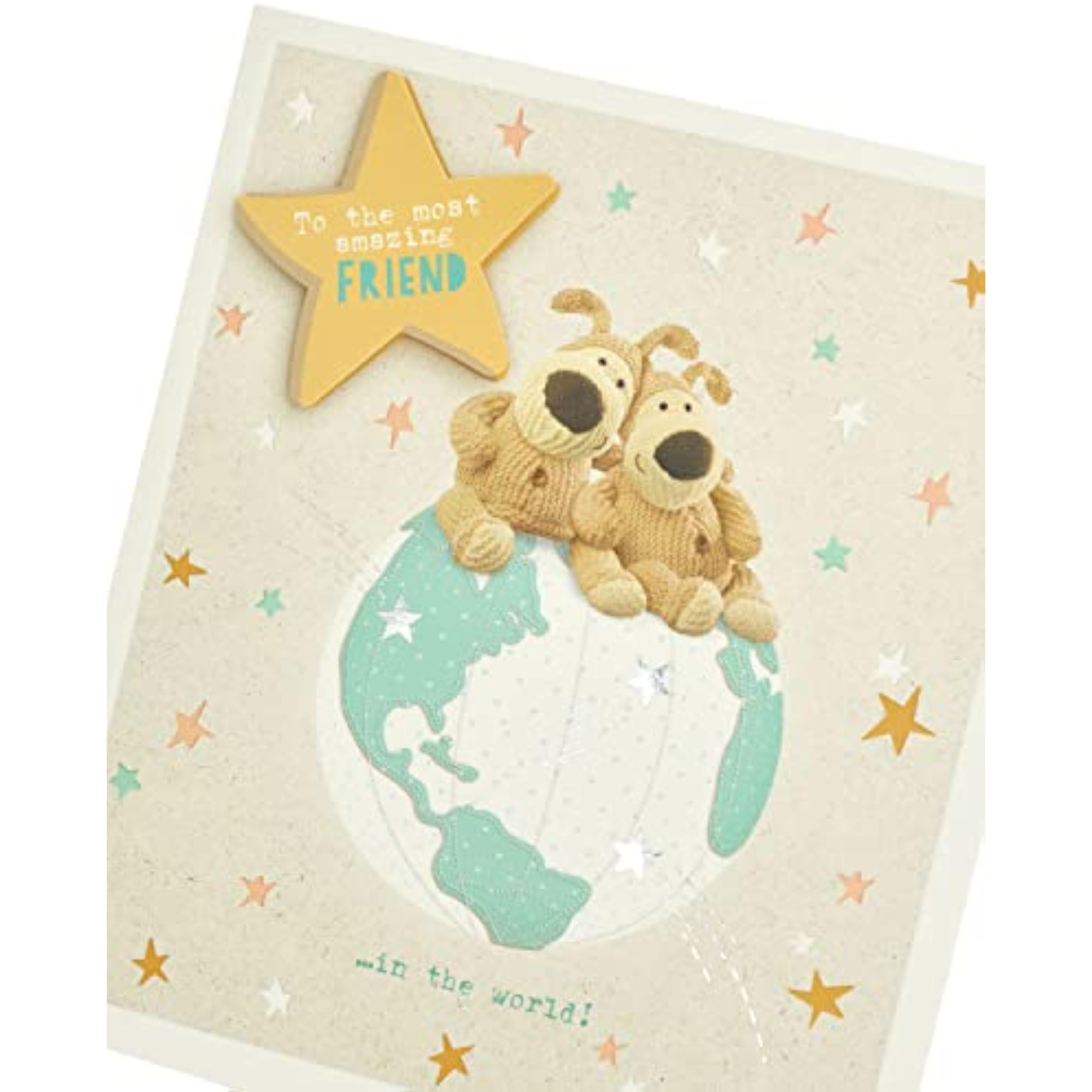 Boofle's birthday greeting card by UK Greetings featuring Boofle sitting on top of the world, perfect for a friend's special day