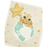 Boofle's birthday greeting card by UK Greetings featuring Boofle sitting on top of the world, perfect for a friend's special day