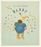 Boofle To A Very Special Daddy birthday greeting card by UK Greetings, featuring cute dog illustration and heartfelt message.