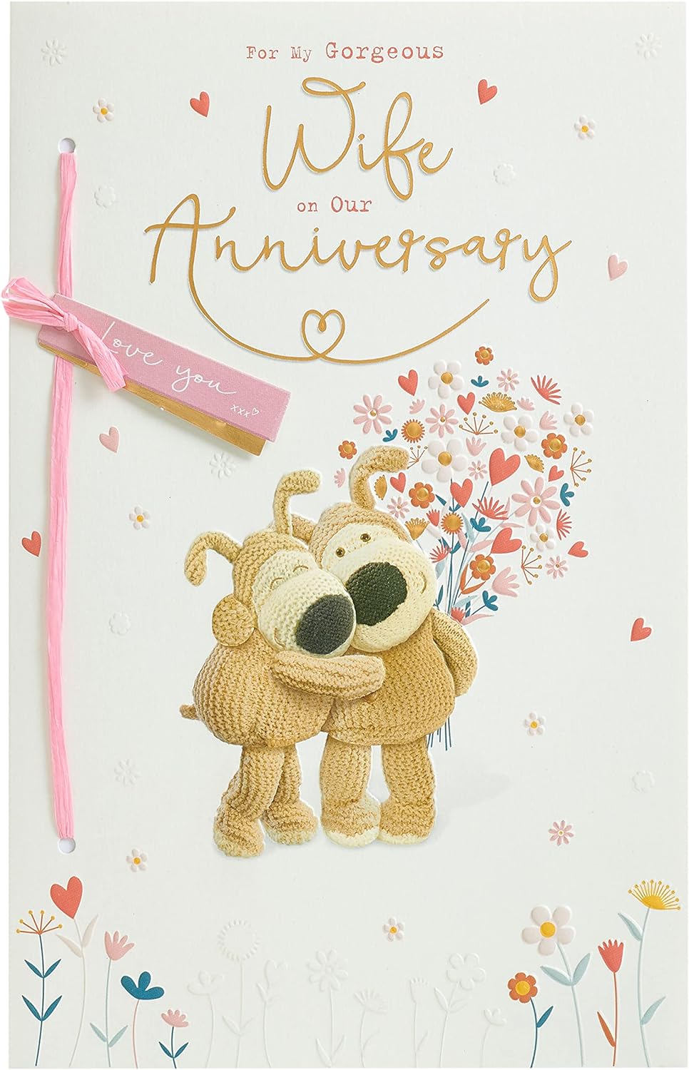 UK Greetings Boofle wife anniversary greeting card with envelope, featuring cute Boofle design and heartfelt message inside.