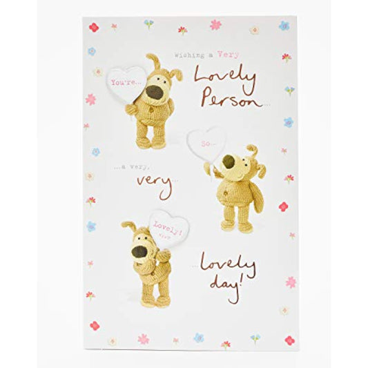 UK Greetings Boofle greeting card featuring a cute illustration, perfect for sending warm wishes to a lovely person.
