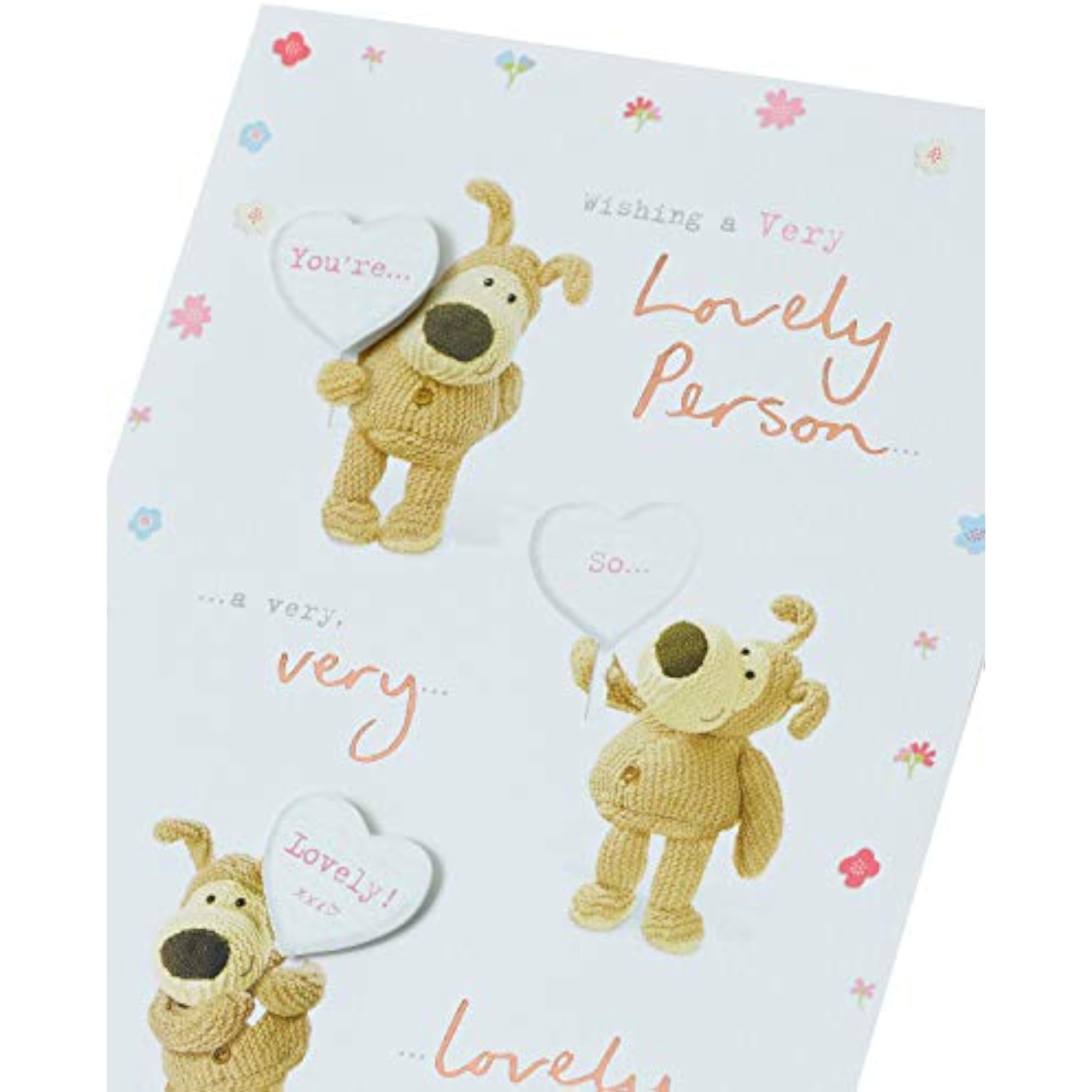 UK Greetings Boofle greeting card featuring a cheerful design for wishing a very lovely person.