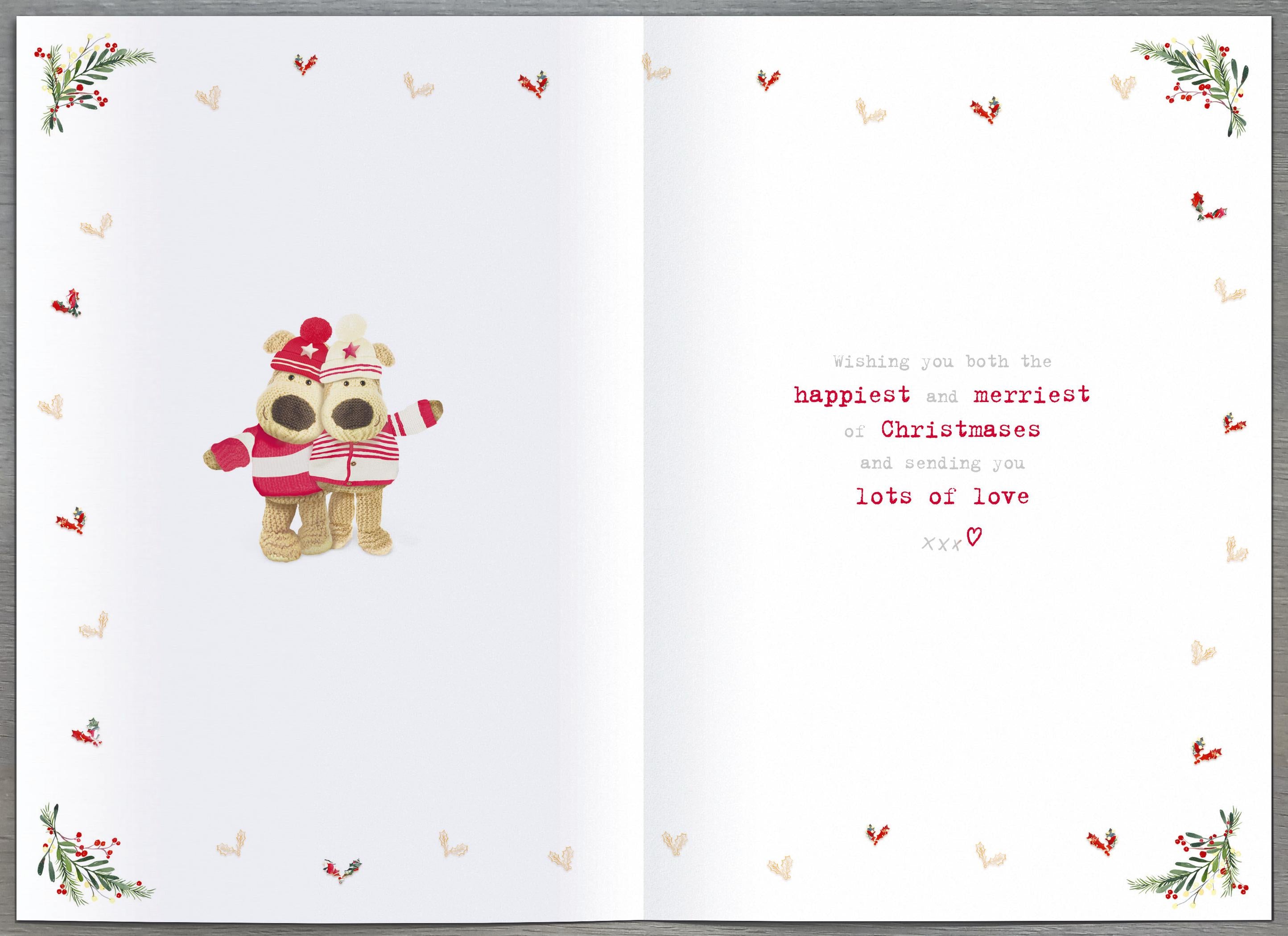 Boofles Ladder Christmas greeting card for sister and partner, featuring festive holiday design from UK Greetings.