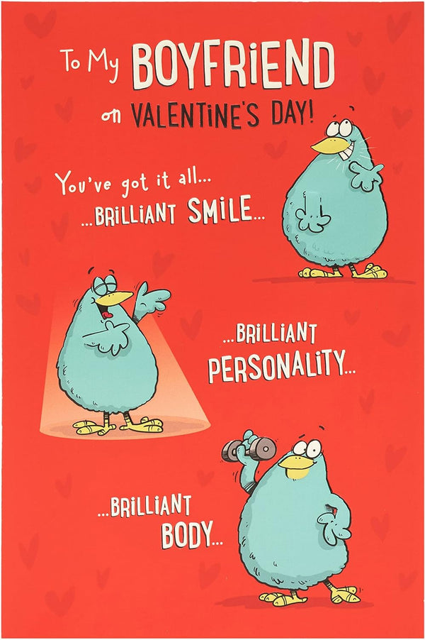 Boyfriend Valentine's Day greeting card from UK Greetings with romantic message and colorful design.
