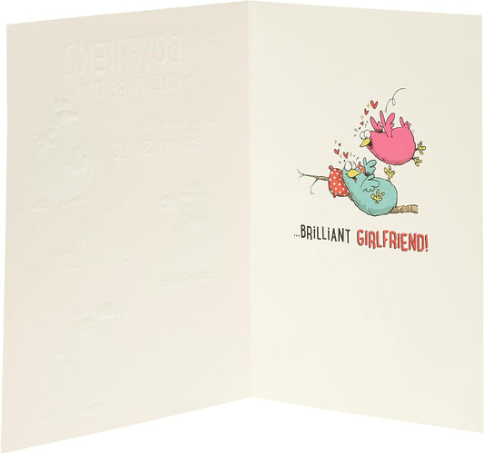 Boyfriend Valentine's Day greeting card from UK Greetings with romantic message and colorful heart design.