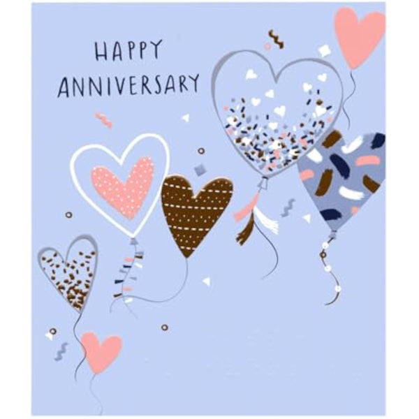 Gold embossed Braille Happy Anniversary greeting card with decorative design from UK Greetings, featuring tactile Braille message.