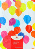 Bright Balloons wrapping paper pack with 2 tags, featuring colorful balloon designs on 4 sheets, UK Greetings greeting card product.