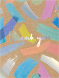 Bright holographic thank you greeting card from UK Greetings, featuring a colorful thank you message on a shiny, reflective surface.