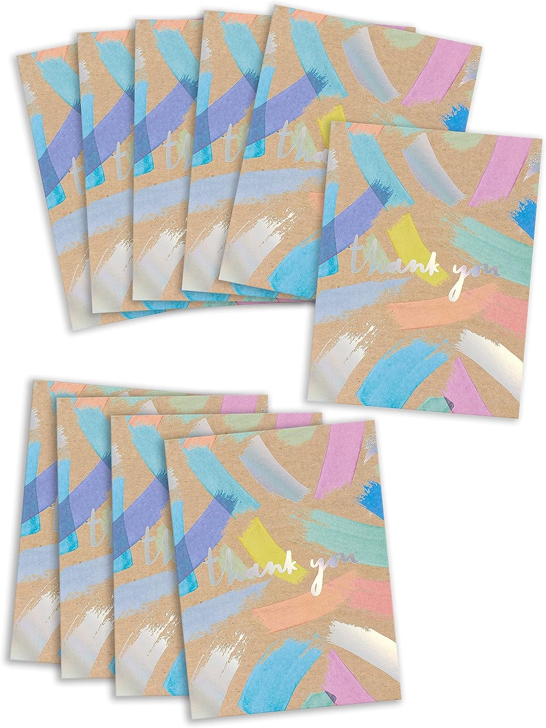 Bright holographic thank you greeting cards, multipack of 10, featuring eye-catching designs from UK Greetings.