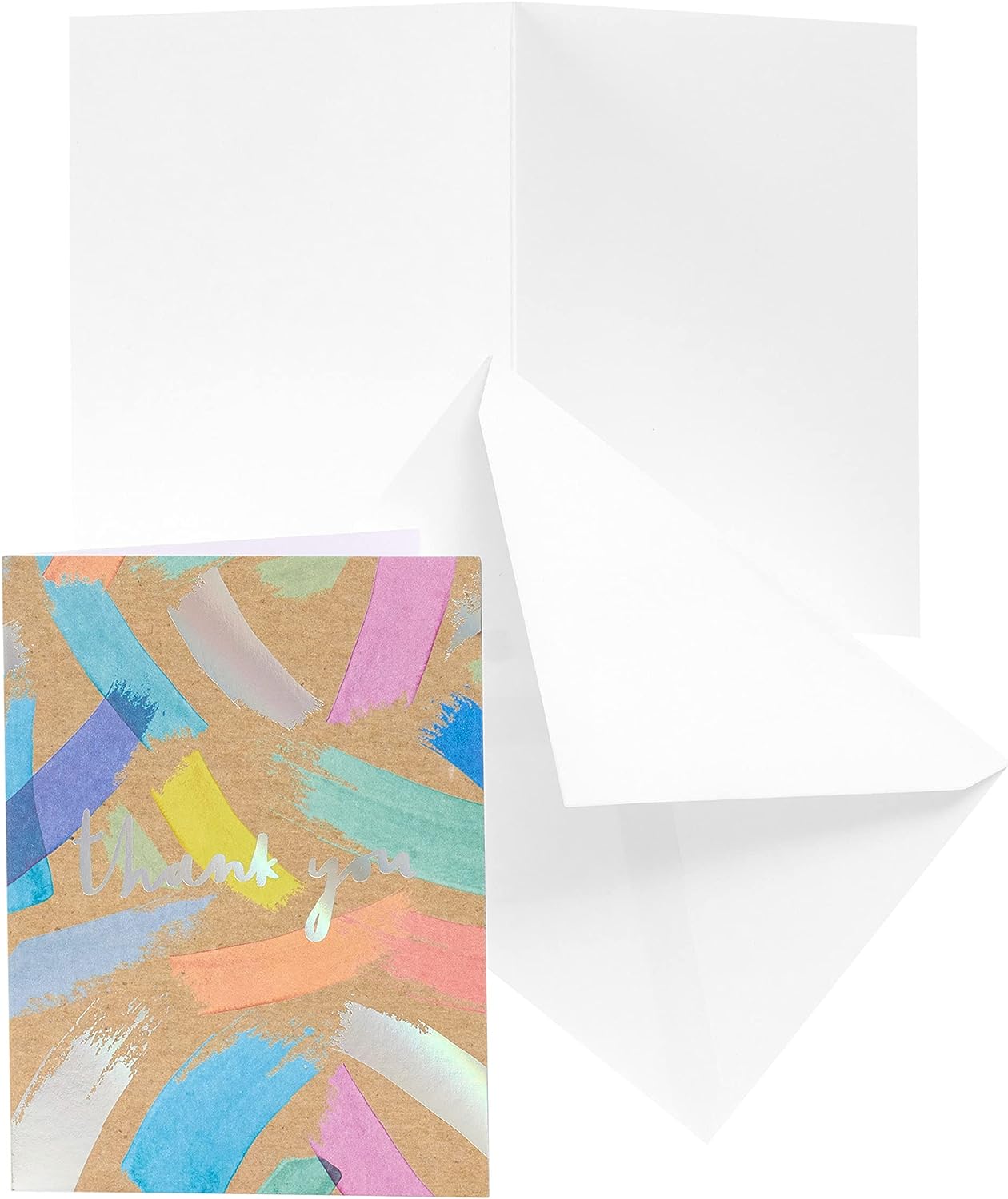 Bright holographic thank you greeting card from UK Greetings, featuring a colorful design in a pack of 10.