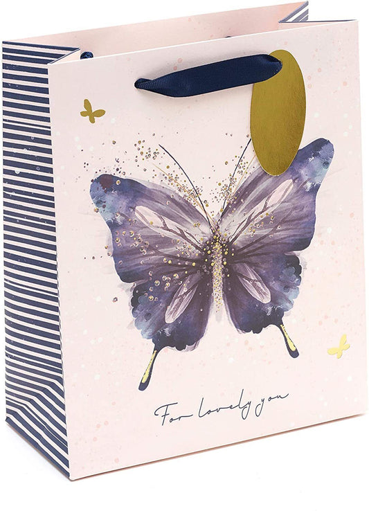 Medium butterfly-themed greeting card from UK Greetings with elegant butterfly design on the front.