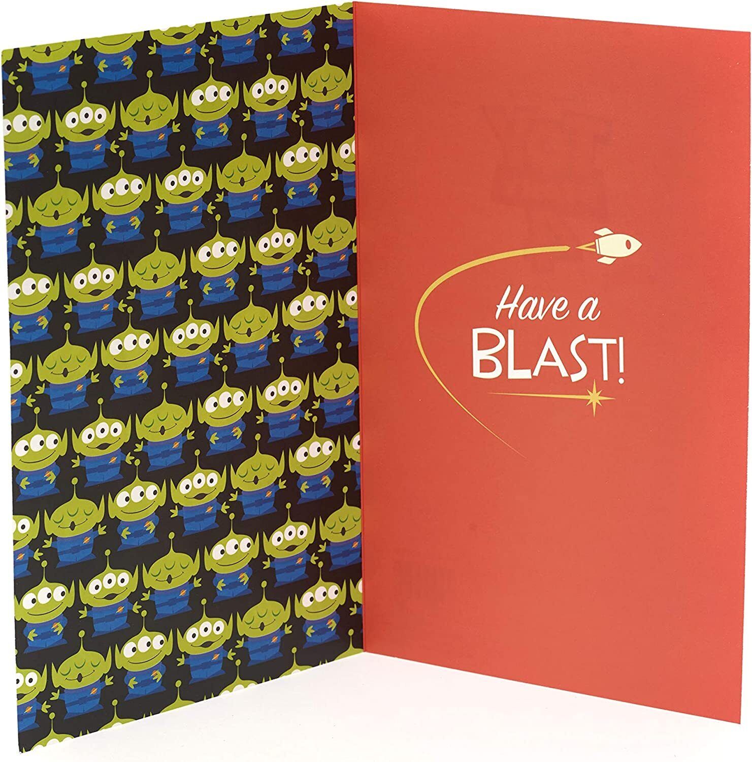 Buzz Lightyear themed birthday greeting card by UK Greetings featuring a colorful space adventure design.