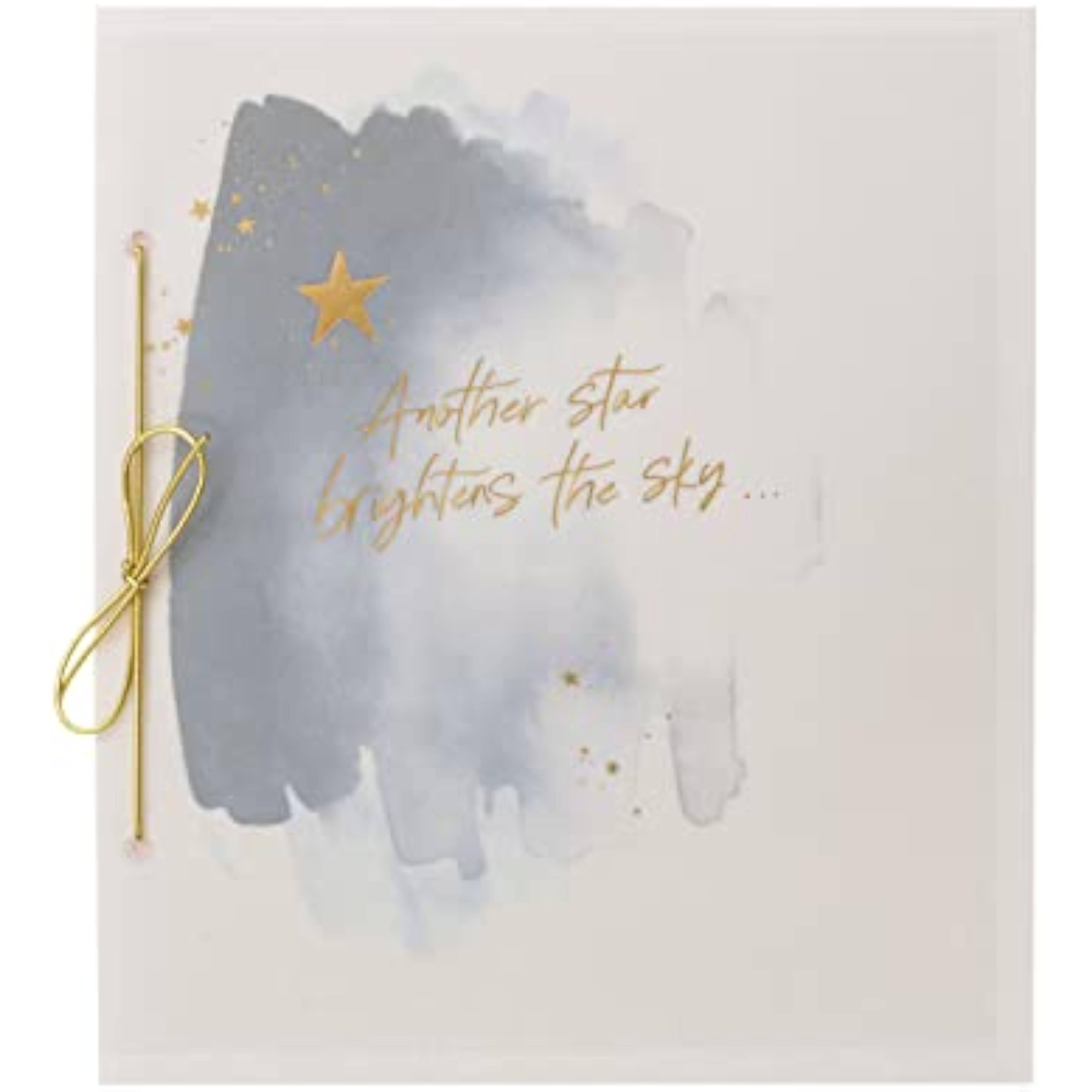 Celestial Gold Star Sympathy Card by UK Greetings featuring a celestial design with gold stars, suitable for heartfelt condolences.