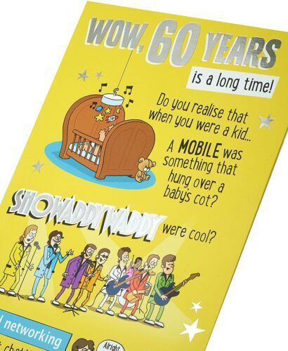 Cheeky 60th birthday humor greeting card by UK Greetings featuring playful design and humorous message for milestone celebration.
