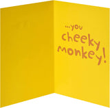Colorful Cheeky Monkey grandson birthday greeting card from UK Greetings with playful monkey illustration and cheerful design.