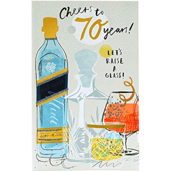Gold foil 70th birthday greeting card by UK Greetings with celebratory design and festive lettering.