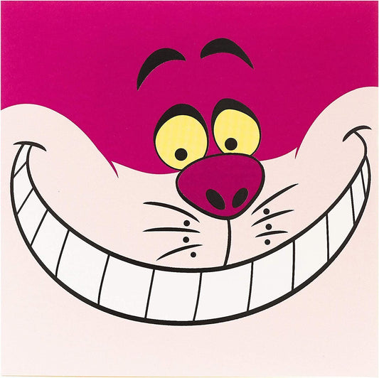 Cheshire Cat whimsical birthday greeting card featuring colorful illustration and playful design by UK Greetings.